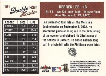 2003 Fleer Double Header #161 Derrek Lee Back