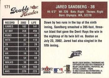 2003 Fleer Double Header #171 Jared Sandberg Back