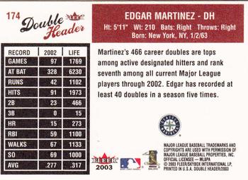 2003 Fleer Double Header #174 Edgar Martinez Back