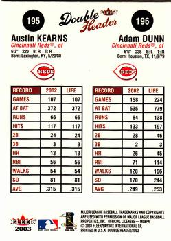 2003 Fleer Double Header #195 / 196 Austin Kearns / Adam Dunn Back