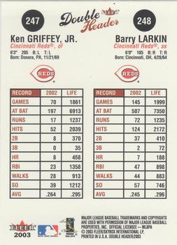 2003 Fleer Double Header #247 / 248 Ken Griffey, Jr. / Barry Larkin Back