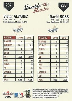 2003 Fleer Double Header #287 / 288 Victor Alvarez / David Ross Back