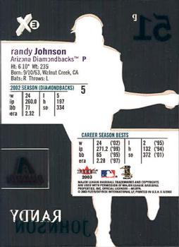 2003 Fleer E-X #5 Randy Johnson Back