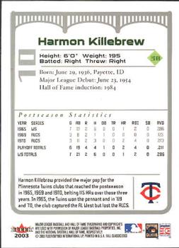 2003 Fleer Fall Classic #10 Harmon Killebrew Back