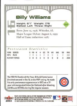 2003 Fleer Fall Classic #16 Billy Williams Back