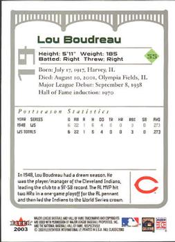 2003 Fleer Fall Classic #19 Lou Boudreau Back