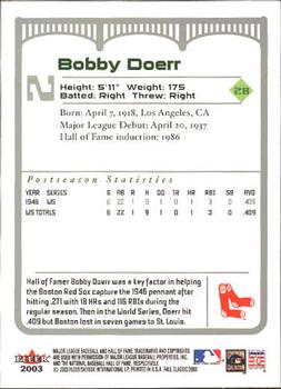 2003 Fleer Fall Classic #2 Bobby Doerr Back