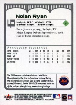 2003 Fleer Fall Classic #6a Nolan Ryan Back