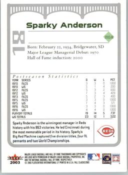 2003 Fleer Fall Classic #18b Sparky Anderson Back