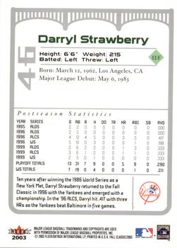 2003 Fleer Fall Classic #46b Darryl Strawberry Back