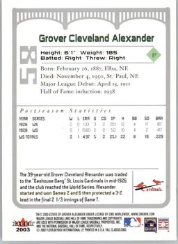 2003 Fleer Fall Classic #58b Grover Alexander Back