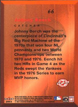 2003 Fleer Fall Classic #66 Johnny Bench Back