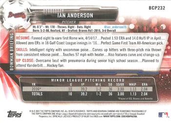 2017 Bowman Chrome - Prospects Blue Shimmer Refractor #BCP232 Ian Anderson Back