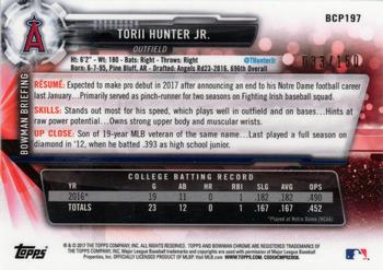 2017 Bowman Chrome - Prospects Blue Refractor #BCP197 Torii Hunter Jr. Back