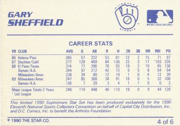 1990 Star Sophomore Star #4 Gary Sheffield Back