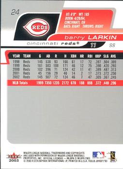 2003 Fleer Focus Jersey Edition #24 Barry Larkin Back