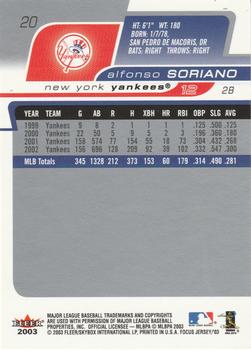 2003 Fleer Focus Jersey Edition #20 Alfonso Soriano Back
