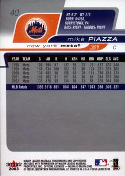 2003 Fleer Focus Jersey Edition #40 Mike Piazza Back
