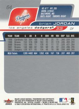 2003 Fleer Focus Jersey Edition #64 Brian Jordan Back