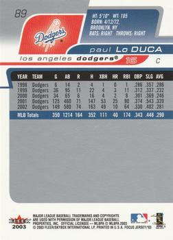 2003 Fleer Focus Jersey Edition #89 Paul Lo Duca Back