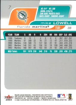 2003 Fleer Focus Jersey Edition #7 Mike Lowell Back