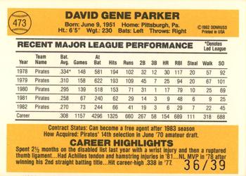 2004 Donruss Timelines - Recollection Collection #473 Dave Parker Back
