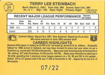 2004 Donruss Timelines - Recollection Collection #34 Terry Steinbach Back