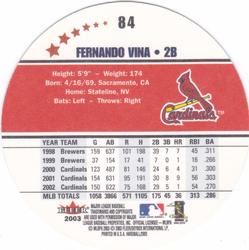 2003 Fleer Hardball #84 Fernando Vina Back