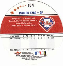 2003 Fleer Hardball #104 Marlon Byrd Back