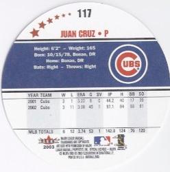 2003 Fleer Hardball #117 Juan Cruz Back