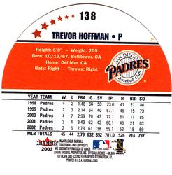 2003 Fleer Hardball #138 Trevor Hoffman Back
