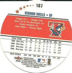 2003 Fleer Hardball #187 Vernon Wells Back