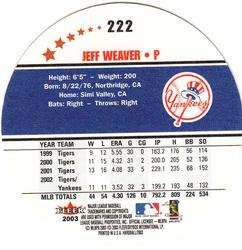 2003 Fleer Hardball #222 Jeff Weaver Back