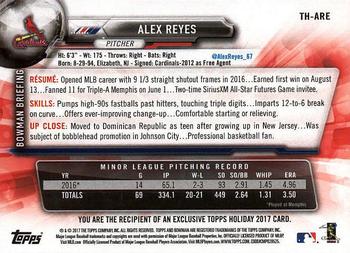 2017 Topps Holiday Bowman #TH-ARE Alex Reyes Back
