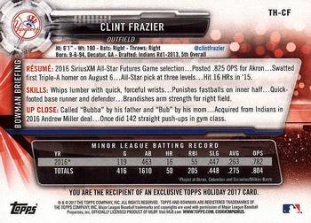 2017 Topps Holiday Bowman #TH-CF Clint Frazier Back