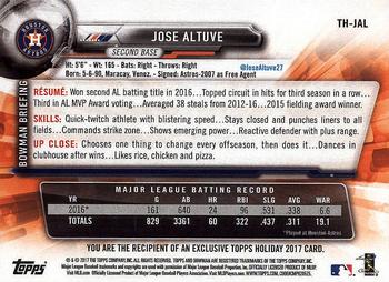2017 Topps Holiday Bowman #TH-JAL Jose Altuve Back