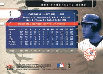 2003 Fleer Hot Prospects #1 Derek Jeter Back