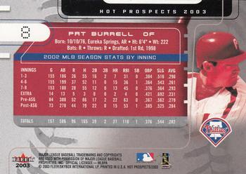 2003 Fleer Hot Prospects #8 Pat Burrell Back