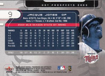 2003 Fleer Hot Prospects #9 Jacque Jones Back