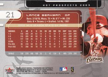 2003 Fleer Hot Prospects #21 Lance Berkman Back