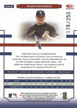 2004 Donruss World Series - Material Fabric AL/ NL #WS-47 Mark Buehrle Back
