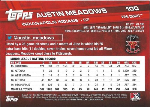 2017 Topps Pro Debut 5x7 #100 Austin Meadows Back