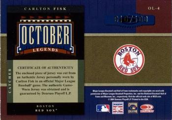2004 Donruss World Series - October Legends Material #OL-4 Carlton Fisk Back