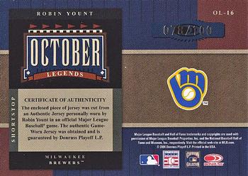 2004 Donruss World Series - October Legends Material #OL-16 Robin Yount Back