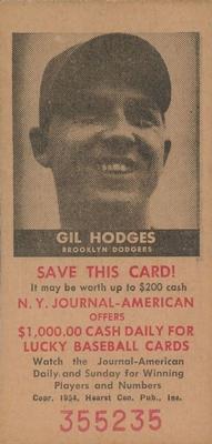 1954 New York Journal-American #NNO Gil Hodges Front