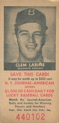 1954 New York Journal-American #NNO Clem Labine Front