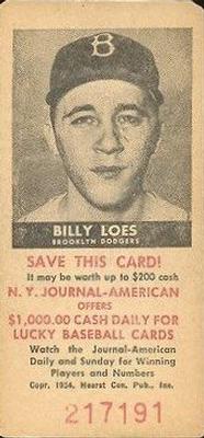 1954 New York Journal-American #NNO Billy Loes Front