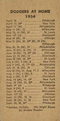 1954 New York Journal-American #NNO Pee Wee Reese Back
