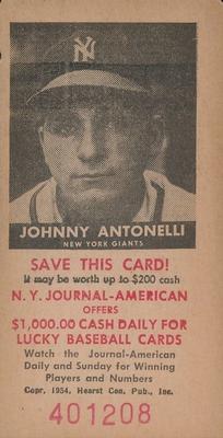 1954 New York Journal-American #NNO Johnny Antonelli Front