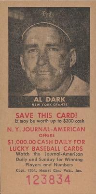 1954 New York Journal-American #NNO Al Dark Front